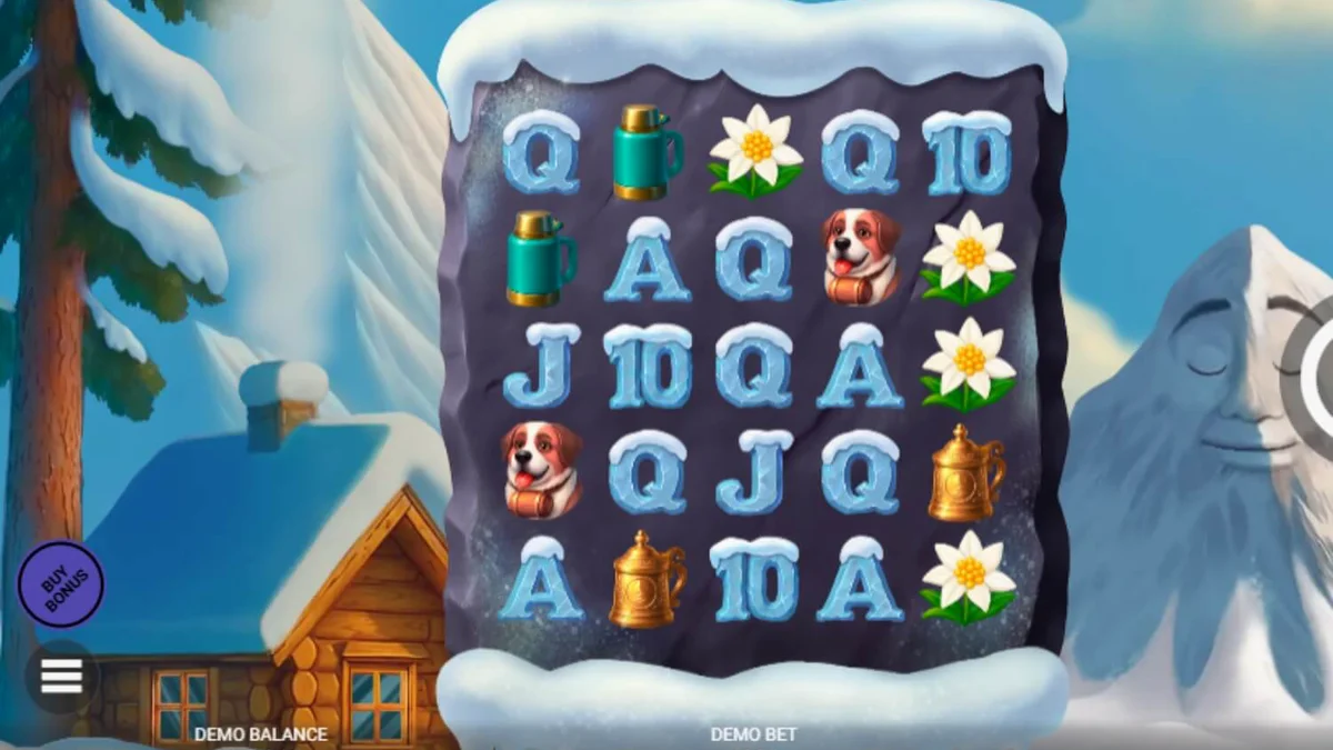 Pemandangan pegunungan bersalju dalam slot Avalanche
